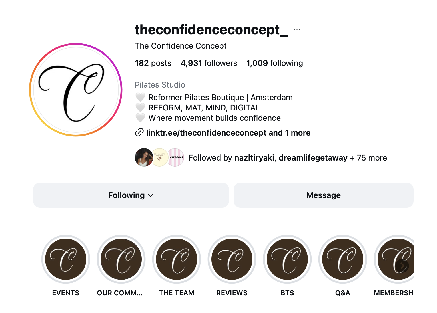 The Confidence Concept Instagram profile